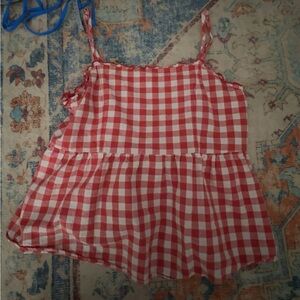 Red and White Gingham Top